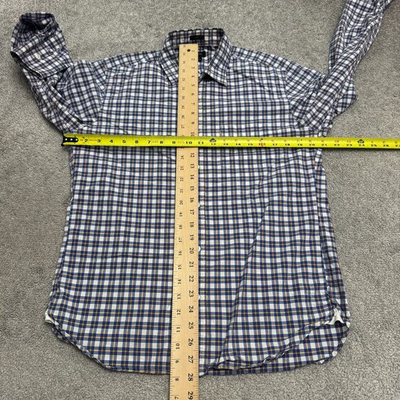 J.Crew Slim Fit Button Down Shirt Mens Medium Blue Orange Plaid Cotton Casual - Picture 9 of 13